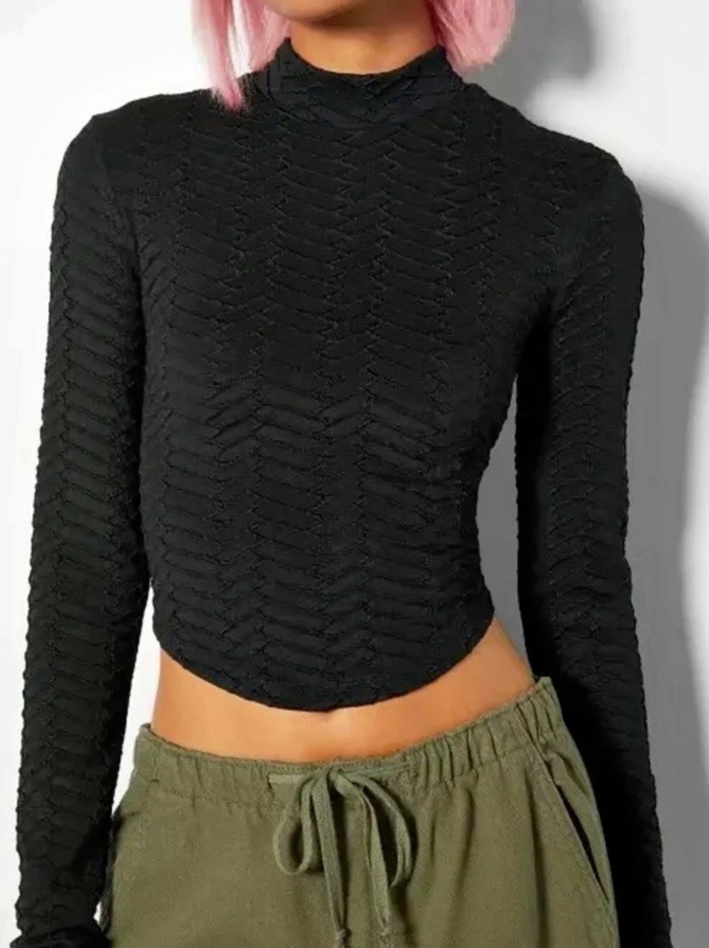 Black Long Sleeve Crop Top Like New